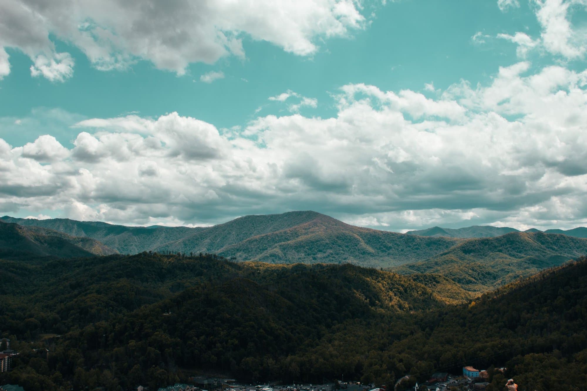 Forested Smoky Mountains ridges near Pigeon Forge, Tennessee